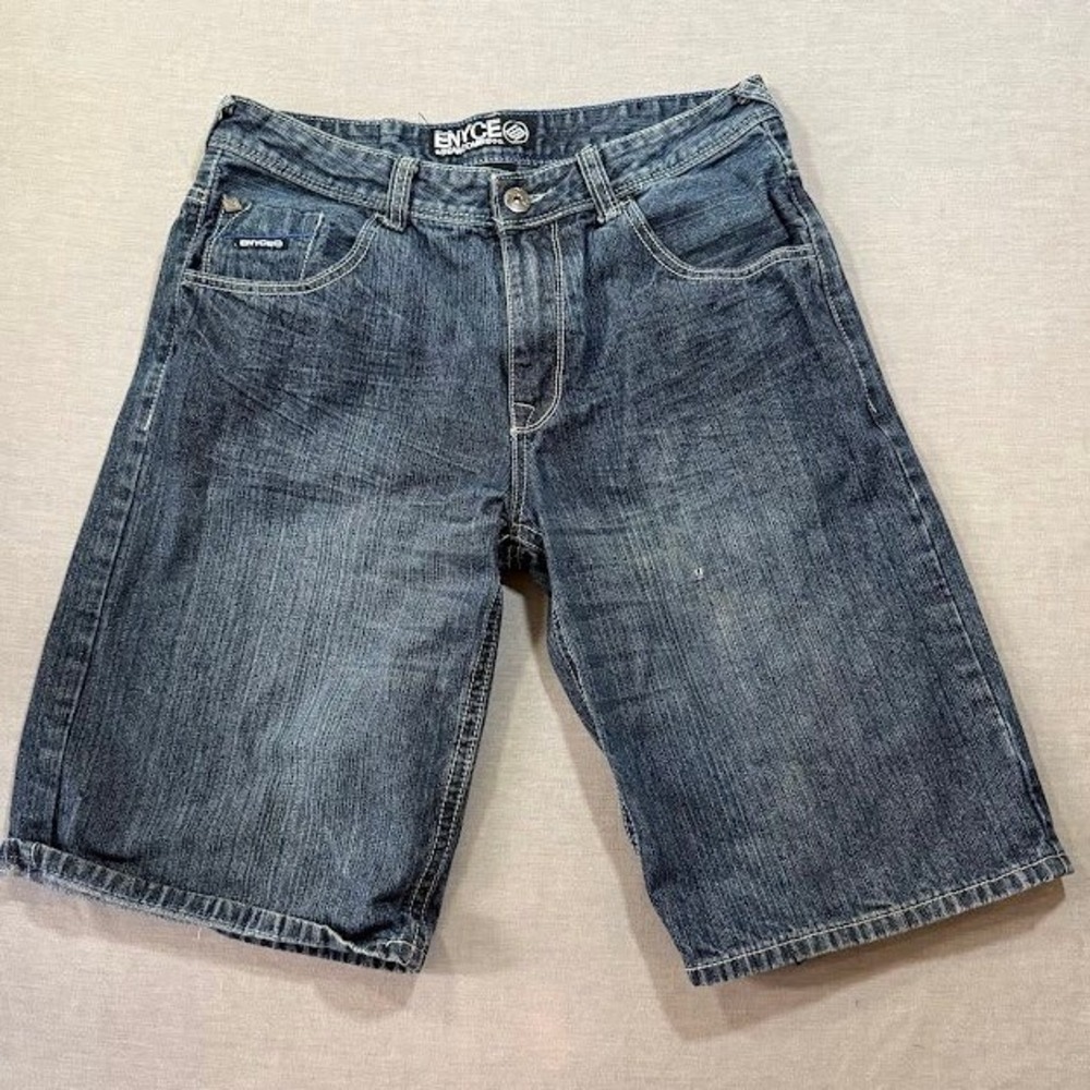 ENYCE Denim Shorts Blue Jean Relaxed Fit Mens 32X13 Hip Hop‎ Y2k.